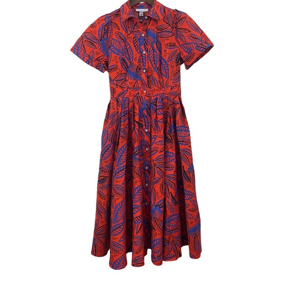 Tropical Leaf Short Sleeve Shirtdress CJRxTarget - Picture 4 of 9